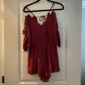 Maroon off the shoulder romper